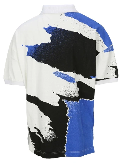 Shop Alexander Wang Printed Polo Shirt In White + Blue