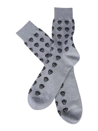 Shop Alexander Mcqueen Skull Socks In Argento