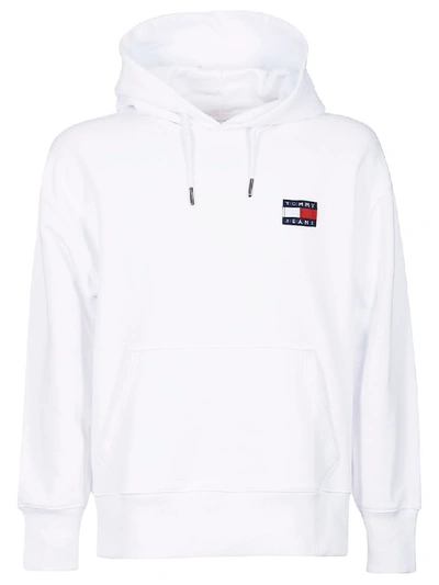 Shop Tommy Hilfiger Logo Badge Hoodie In Bianco