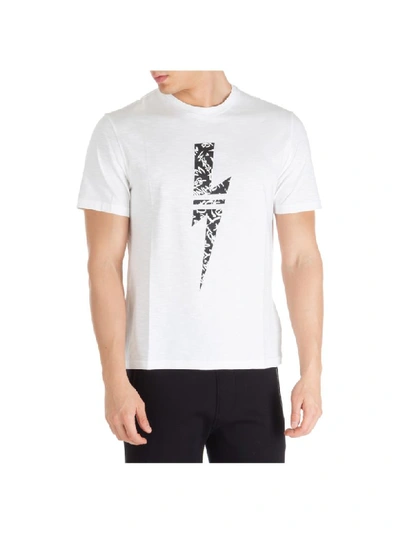 Shop Neil Barrett Graffiti Thunderbolt T-shirt In Bianco