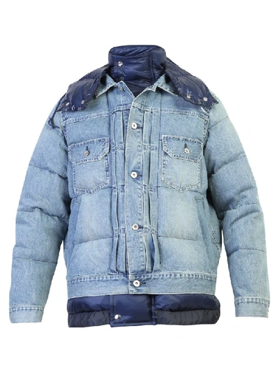 Shop Sacai Layered Jacket In Blue