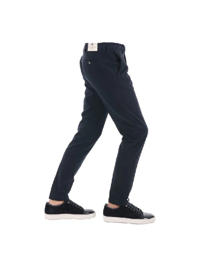 Shop Pt01 Cotton And Cashmere Blend Skinny Fit Trousers In Navy Blu