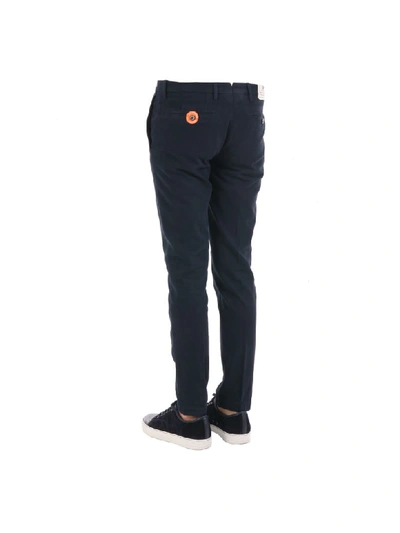 Shop Pt01 Cotton And Cashmere Blend Skinny Fit Trousers In Navy Blu