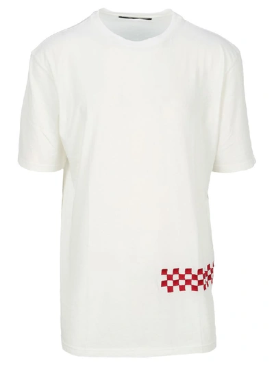 Shop Haider Ackermann Awuna Checkerboard Embroidery T-shirt In White Red