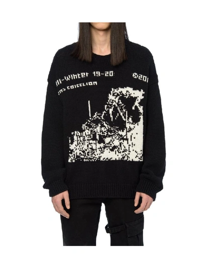Shop Off-white Ruined Factory Knit Crewneck In Black White