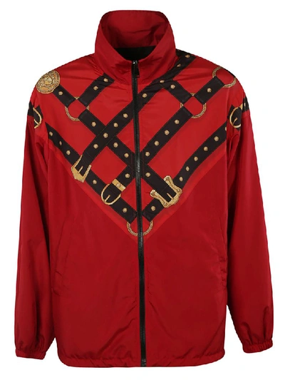 Shop Versace Printed Track Jacket In Red/multicolor