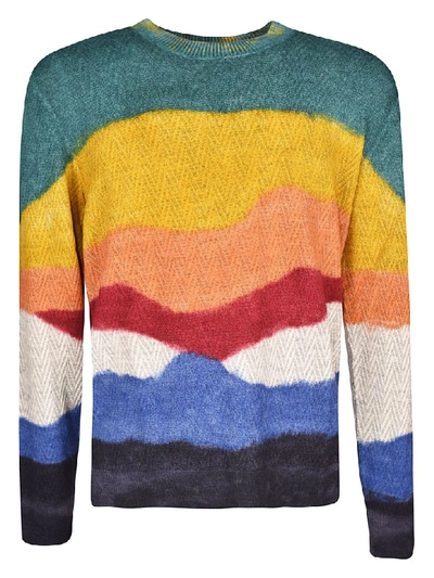 Shop Missoni Long Sleeve Crew Neck Sweater In Multicolor