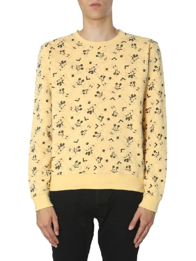 Shop Saint Laurent Crew Neck Sweatshirt In Giallo