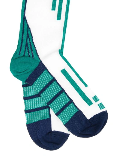 Shop Prada Techno Nylon Socks In Bianco Navy (blue)