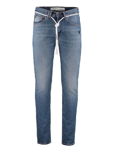 Shop Off-white 5-pocket Slim Fit Jeans In Denim