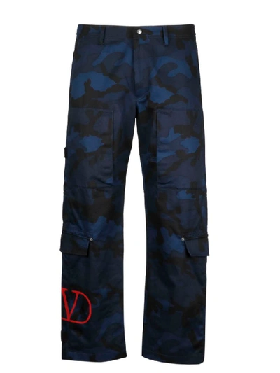 Shop Valentino Trousers In Blue