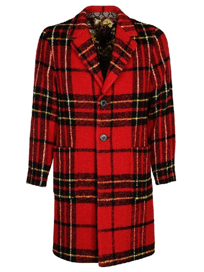 Shop Etro Red Check Coat