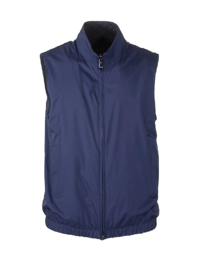 Shop Loro Piana Gilet Reversible Cotton And Silk Jacket In Wind Blue/dark