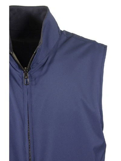 Shop Loro Piana Gilet Reversible Cotton And Silk Jacket In Wind Blue/dark
