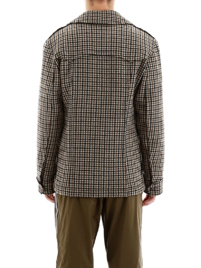 Shop Lanvin Check Jacket With Logo Patch In Multicolour (beige)