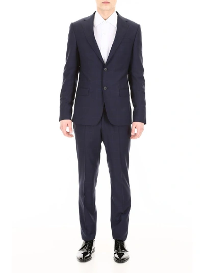 Shop Z Zegna Tartan Two-piece Suit In Blu Navy Quadro (blue)
