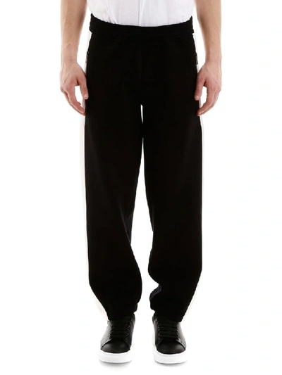Shop Neil Barrett Joggers With Side Bands In Black Off White Black (black)
