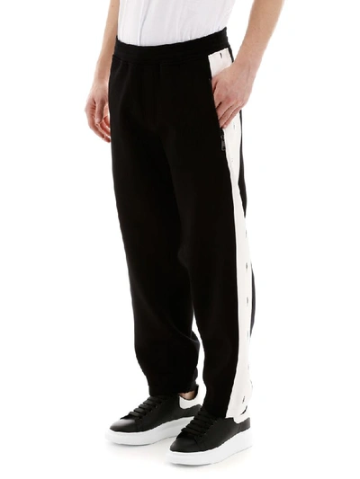 Shop Neil Barrett Joggers With Side Bands In Black Off White Black (black)