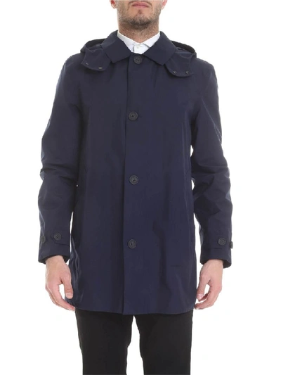 Shop Woolrich Raincoat Dh Carcoat In Blue