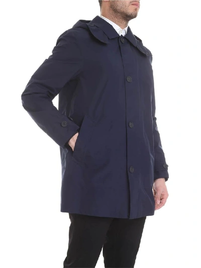 Shop Woolrich Raincoat Dh Carcoat In Blue