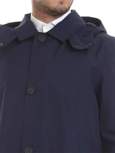 Shop Woolrich Raincoat Dh Carcoat In Blue