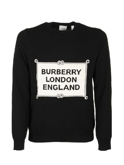 Shop Burberry Rigging Intarsia Merino Wool Sweater In Black