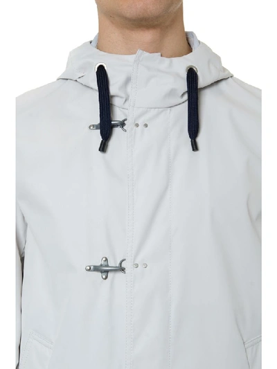 Shop Fay Parka Raincoat In Blue Technical Fabric In White