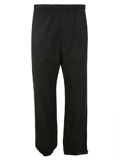 Shop Prada Ribbed Trousers In Anthracite