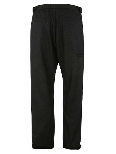 Shop Prada Ribbed Trousers In Anthracite