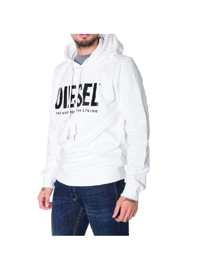 Shop Diesel Cotton Sweatshirt In White