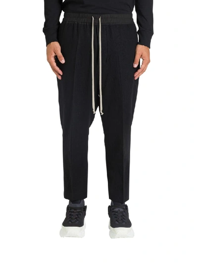 Shop Rick Owens Larry Drawstring Astaires Cropped Trousers In Nero