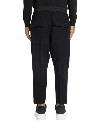 Shop Rick Owens Larry Drawstring Astaires Cropped Trousers In Nero