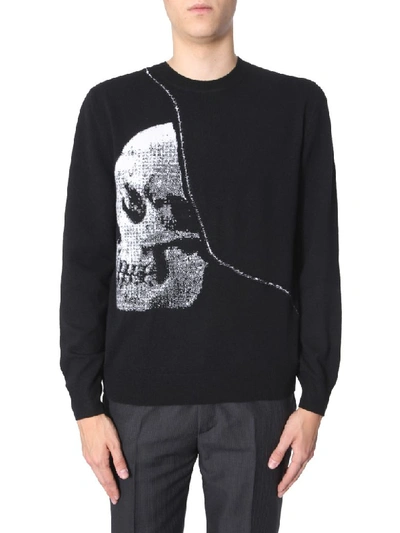 Shop Alexander Mcqueen Sweater With Skull Inlay In Nero