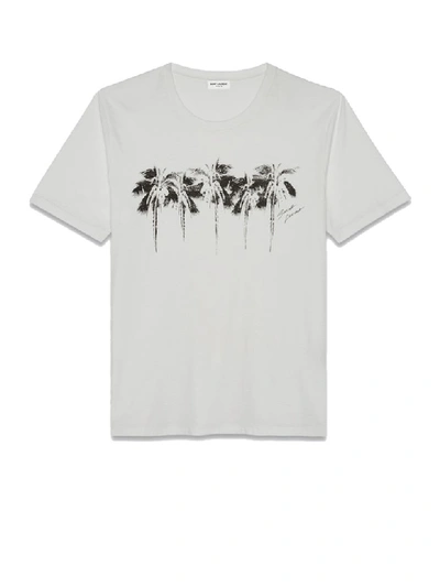 Shop Saint Laurent T-shirt Col Rond Palms In Naturel Noir
