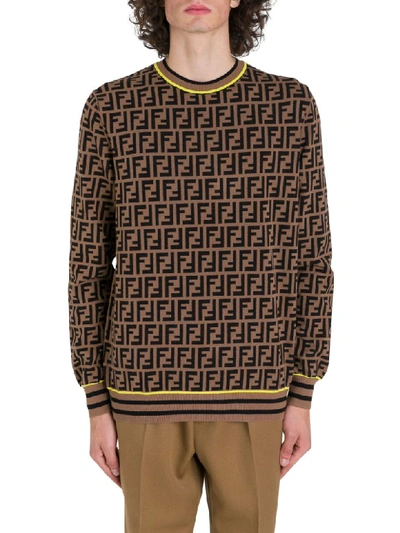 Shop Fendi Ff Jumper In Marrone