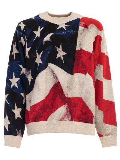 Shop Ih Nom Uh Nit Sweater L/s Over American Flag In Assample