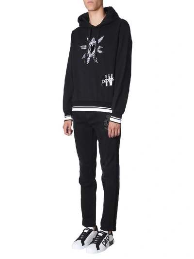 Shop Dolce & Gabbana Hooded Sweatshirt In Nero
