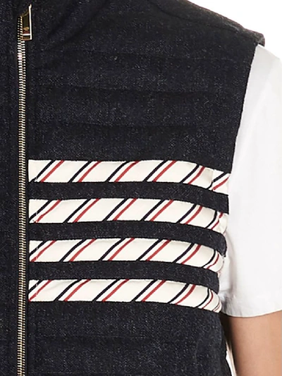 Shop Thom Browne 4 Bar Stripes Vest In Blue