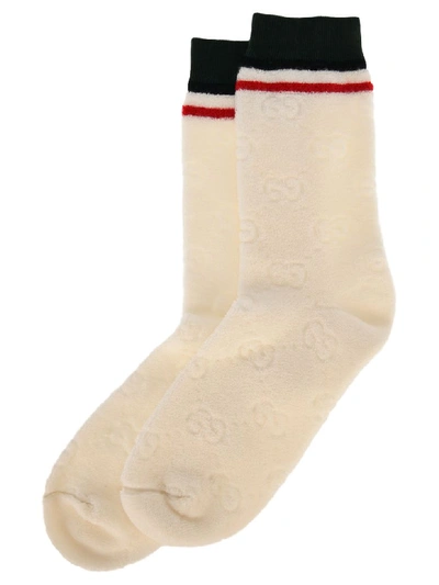 Shop Gucci Gg Socks In Off-white