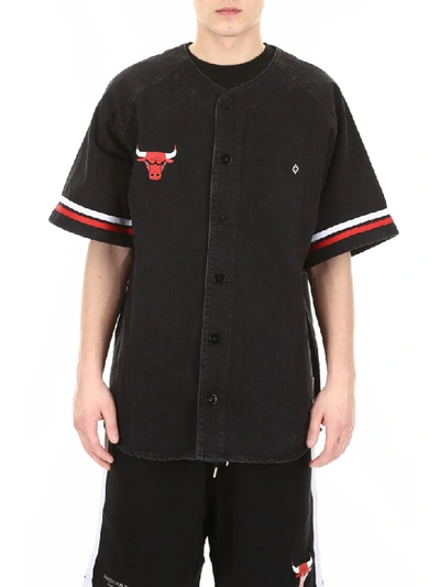 Shop Marcelo Burlon County Of Milan Chicago Bulls Denim Shirt In Black Multi (black)
