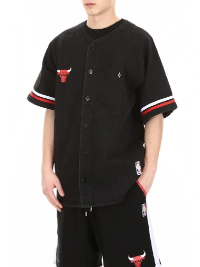 Shop Marcelo Burlon County Of Milan Chicago Bulls Denim Shirt In Black Multi (black)