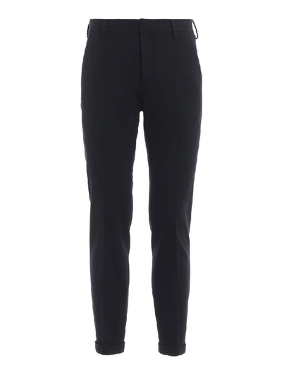 Shop Prada Trousers Wool In Nero