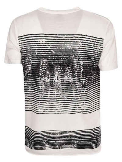 Shop Saint Laurent Sequined T-shirt In White/black