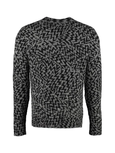 Shop Saint Laurent Jacquard Knit Sweater In Grey