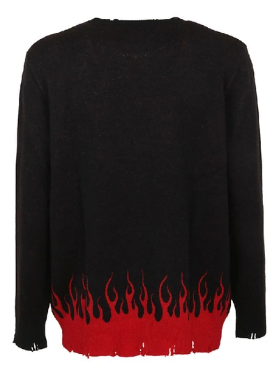 Shop Vision Of Super Sweatshirt Black Flames Down