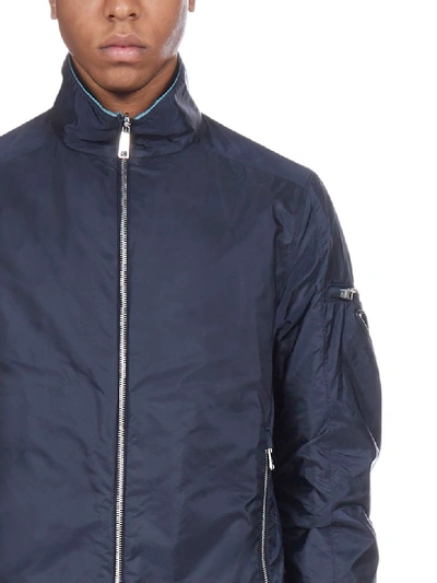 Shop Prada Piuma-nylon Jacket In Navy + Avio