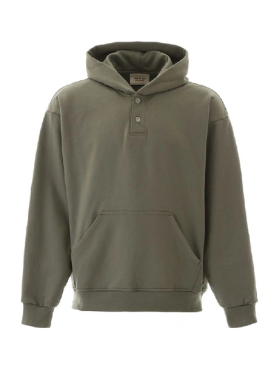 Shop Fear Of God Henley Hoodie In Army Green (green)