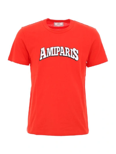 Shop Ami Alexandre Mattiussi Printed T-shirt In Red