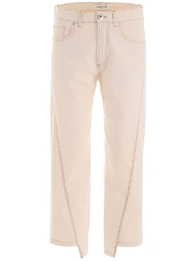 Shop Lanvin Denim Twist Jeans In Cream (beige)