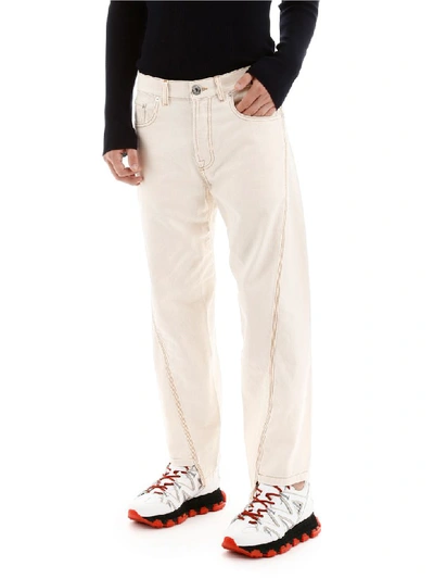 Shop Lanvin Denim Twist Jeans In Cream (beige)